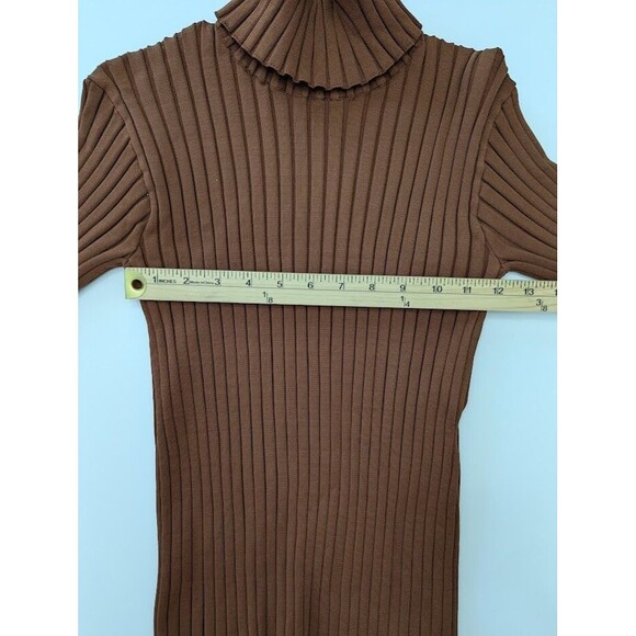 Atlein Collective Brown Mock Neck Strettch Ribbed Pullover Knitted Sweater M - Picture 6 of 12